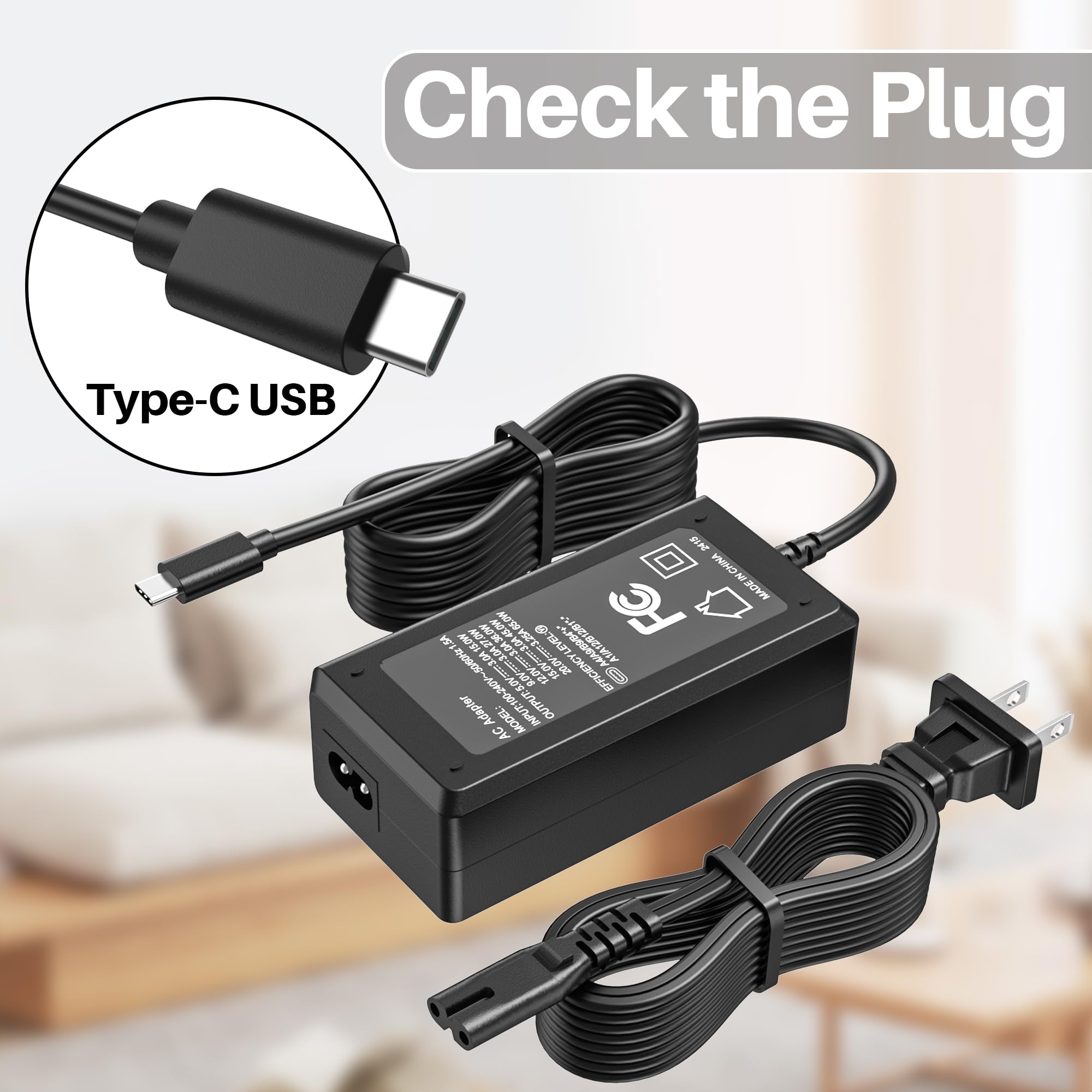 65W USB C Charger for NOCO Boost GBX155 X GBX45 1250A GBX55 GBX75